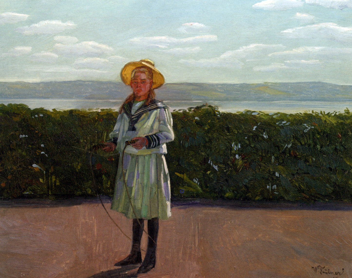 Wilhelm Trubner Madchen mit Springseil - Hand Painted Oil Painting