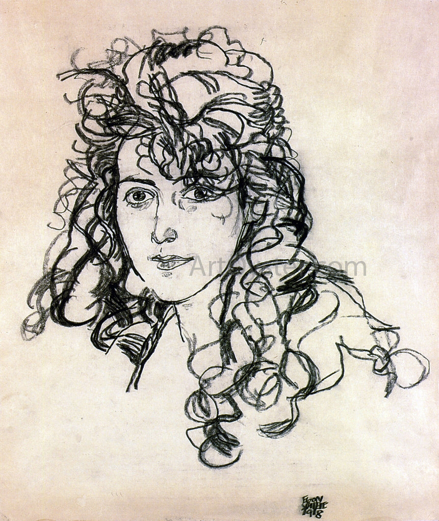 Egon Schiele Madchenkopf (also known as Frau Sohn) - Hand Painted Oil Painting