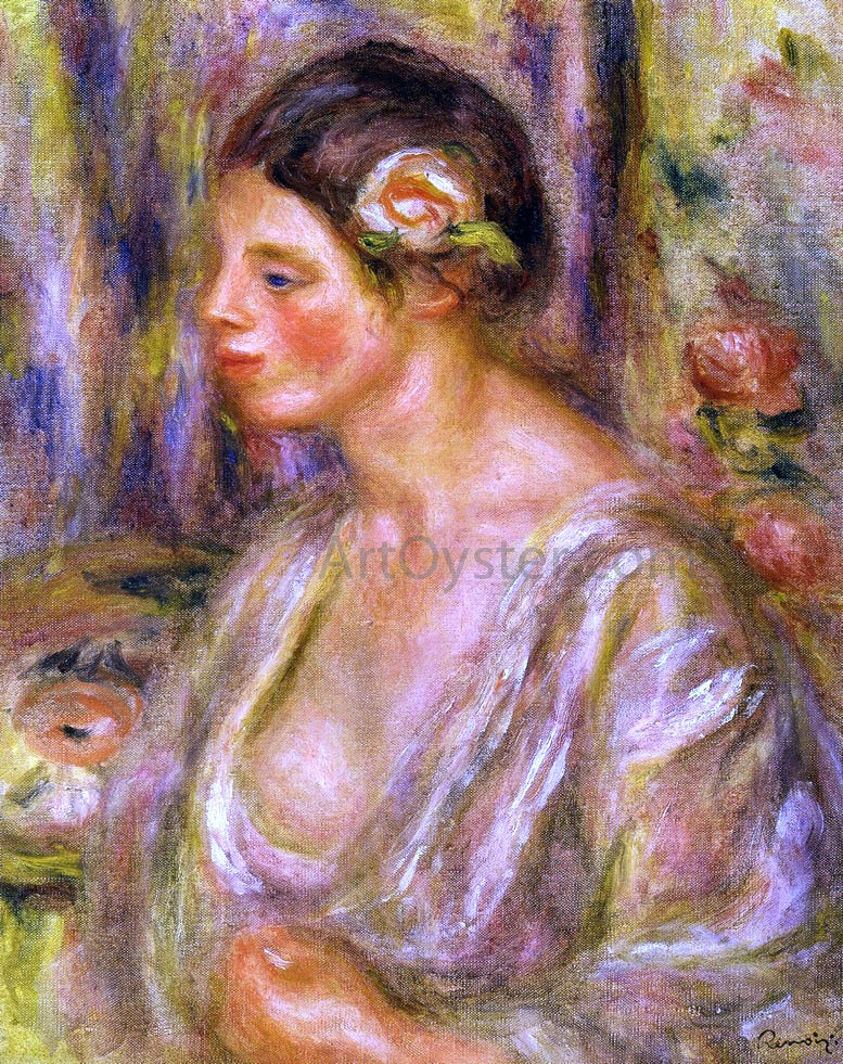 Pierre Auguste Renoir Madeline wearing a Rose - Hand Painted Oil Painting