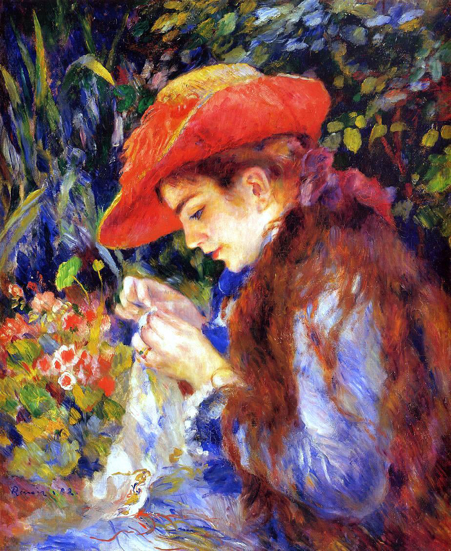  Pierre Auguste Renoir Mademoiselle Marie-Therese Durand-Ruel Sewing - Hand Painted Oil Painting
