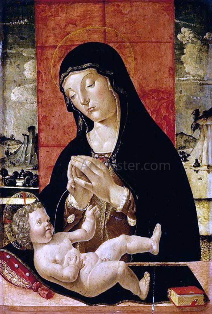 Pietro Da Vicenza Madonna Adoring the Christ Child - Hand Painted Oil Painting
