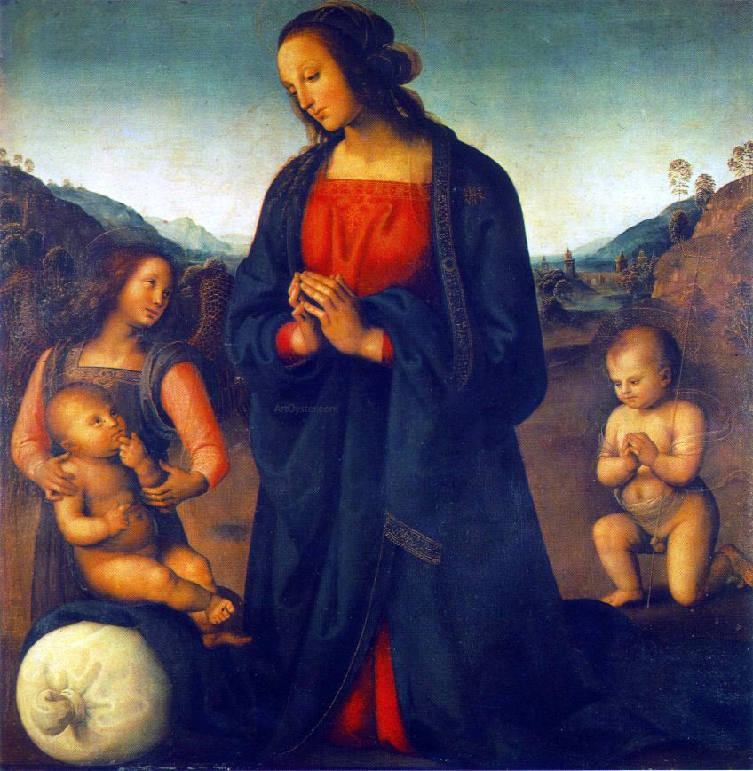  Pietro Perugino Madonna, an Angel and Little St John Adoring the Child - Hand Painted Oil Painting