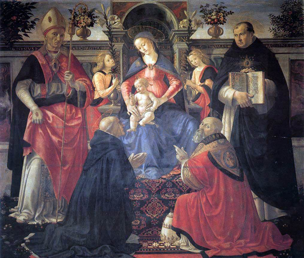  Domenico Ghirlandaio Madonna and Child Enthroned between Angels and Saints - Hand Painted Oil Painting