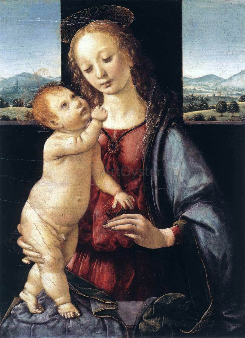 Leonardo Da Vinci Madonna and Child with a Pomegranate - Hand Painted Oil Painting