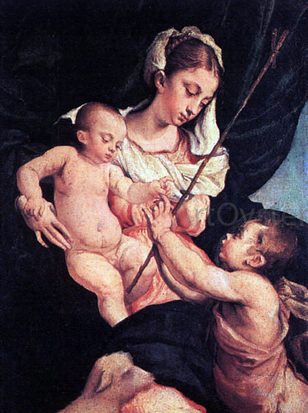  Jacopo Bassano Madonna and Child with Saint John the Baptist - Hand Painted Oil Painting