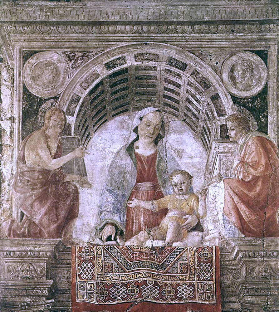 Vincenzo Foppa Madonna and Child with St John the Baptist and St John the Evangelist - Hand Painted Oil Painting
