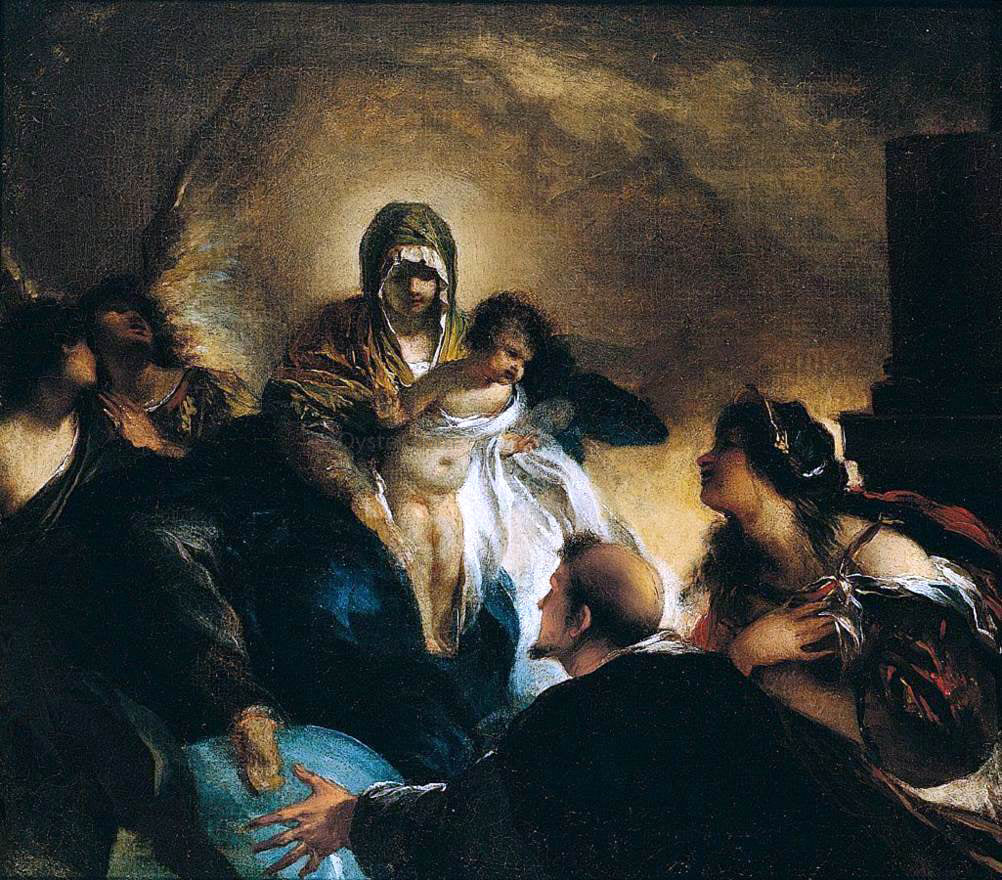 Francesco Maffei Madonna and Child with Sts Dominic and Catherine - Hand Painted Oil Painting