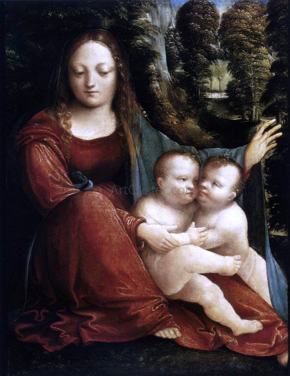 Martino Piazza Da Lodi Madonna and Child with the Infant St John - Hand Painted Oil Painting