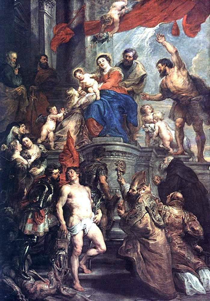 Peter Paul Rubens Madonna Enthroned with Child and Saints - Hand Painted Oil Painting