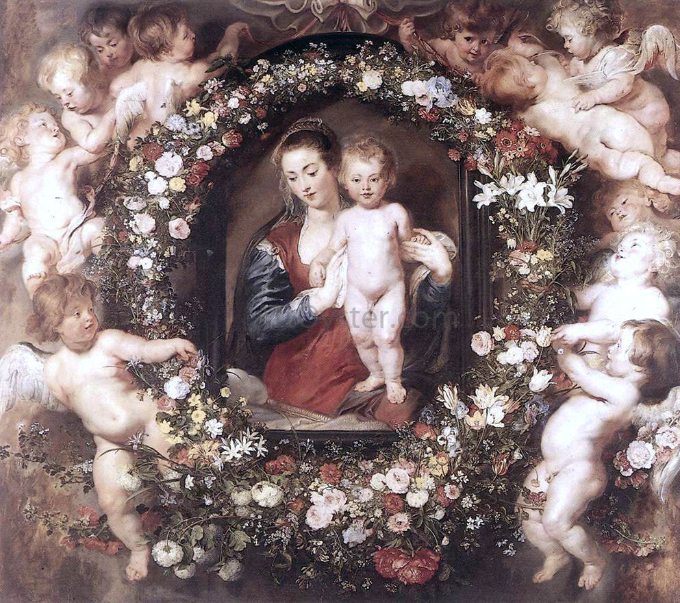 Peter Paul Rubens Madonna in Floral Wreath - Hand Painted Oil Painting