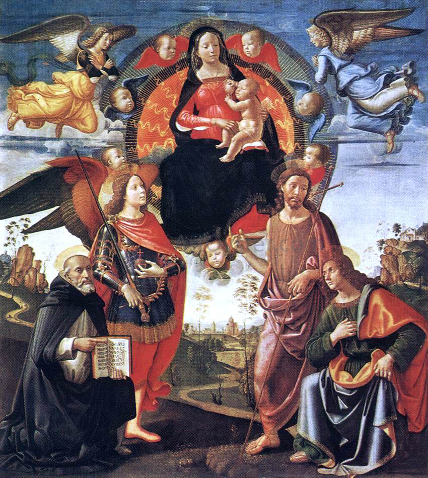  Domenico Ghirlandaio Madonna in Glory with Saints - Hand Painted Oil Painting