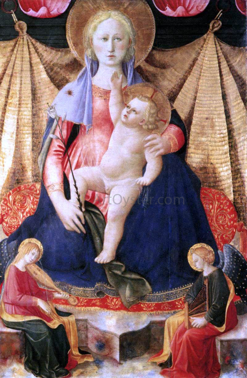 Zanobi Strozzi Madonna of Humility with Two Musician Angels - Hand Painted Oil Painting