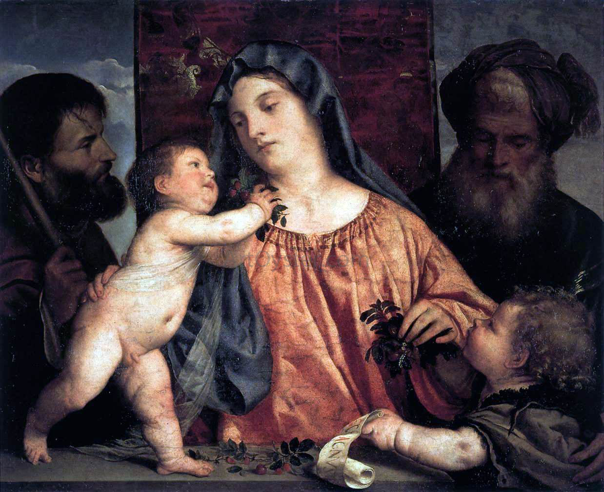 Titian Madonna of the Cherries - Hand Painted Oil Painting