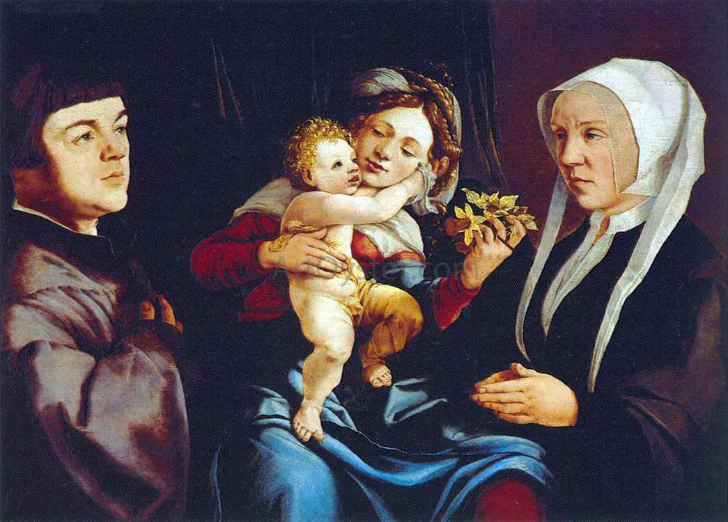 Jan Van Scorel Madonna of the Daffodils with the Child and Donors - Hand Painted Oil Painting