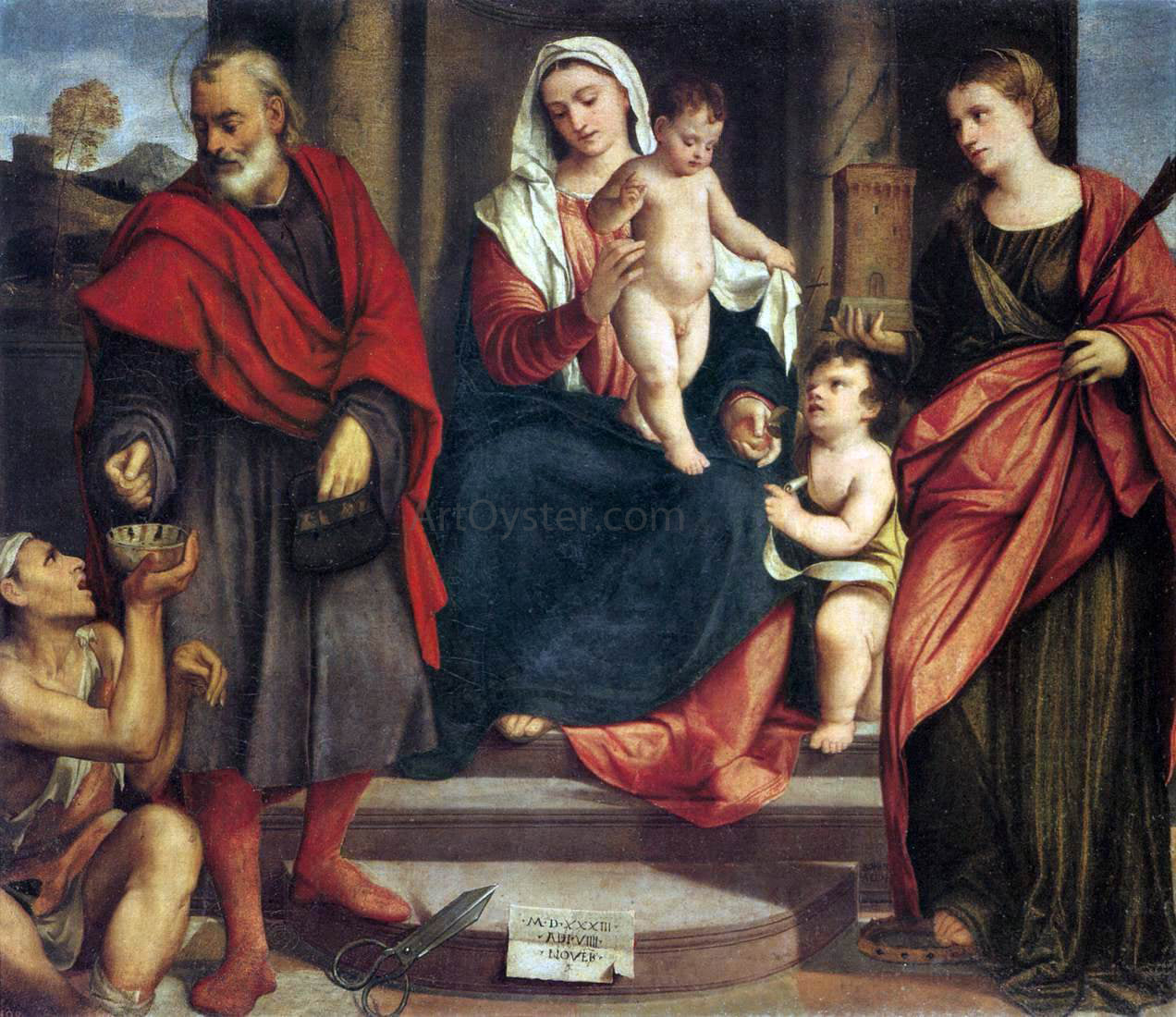 Bonifazio Veronese Madonna of the Tailors - Hand Painted Oil Painting