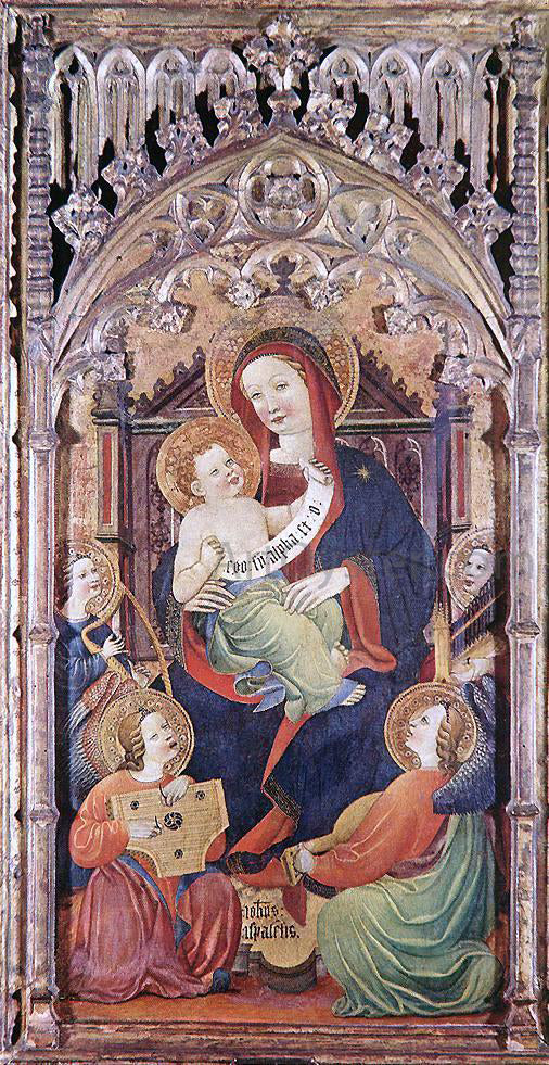 Unknown Madonna with Christ Child and Angels Playing Music - Hand Painted Oil Painting
