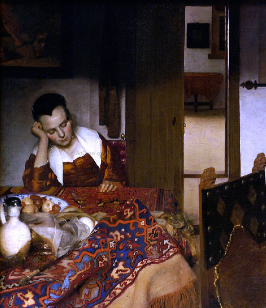  Johannes Vermeer Maid Asleep at a Table - Hand Painted Oil Painting