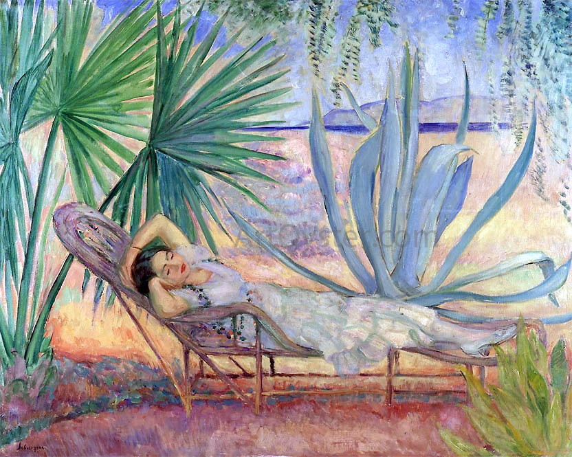 Henri Lebasque A Maiden Resting in the Garden - Hand Painted Oil Painting