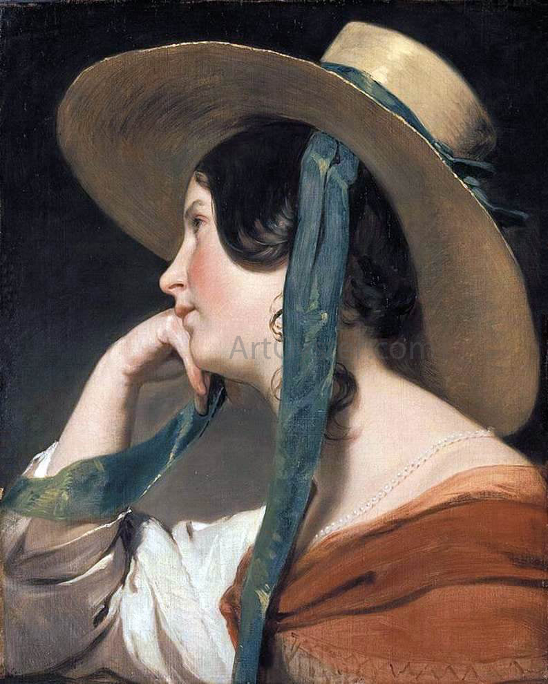 Friedrich Von Amerling Maiden with a Straw Hat - Hand Painted Oil Painting