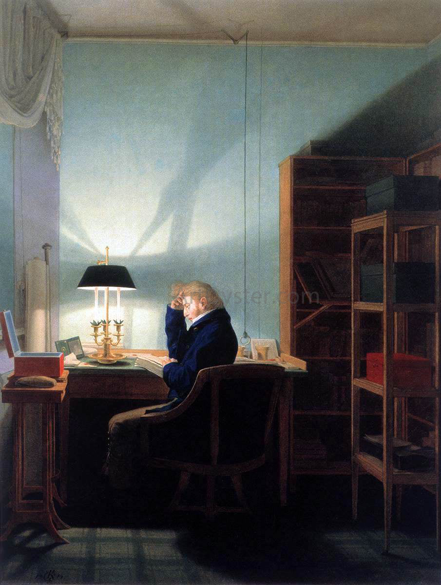  Georg Friedrich Kersting Man Reading at Lamplight - Hand Painted Oil Painting
