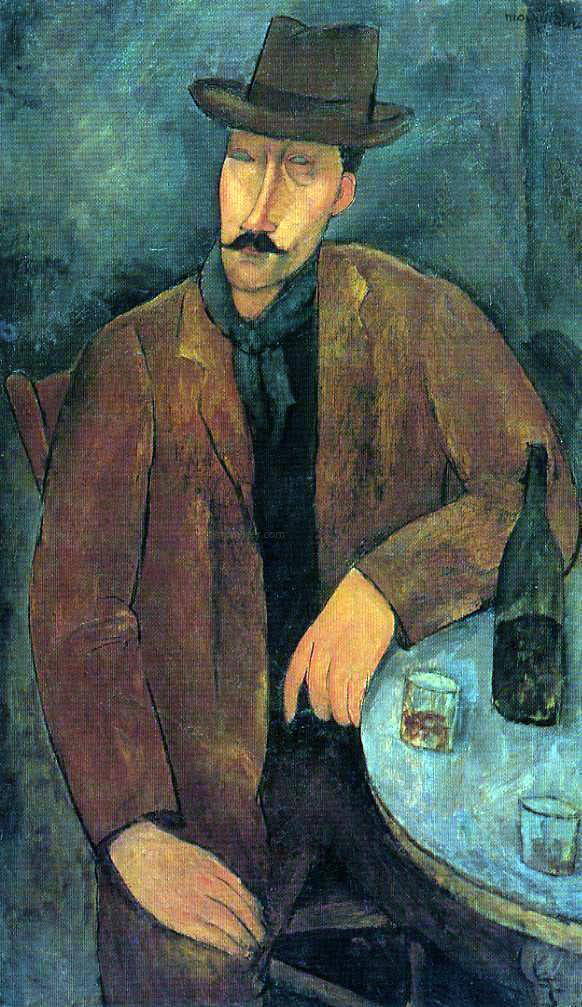  Amedeo Modigliani Man with a Glass of Wine - Hand Painted Oil Painting