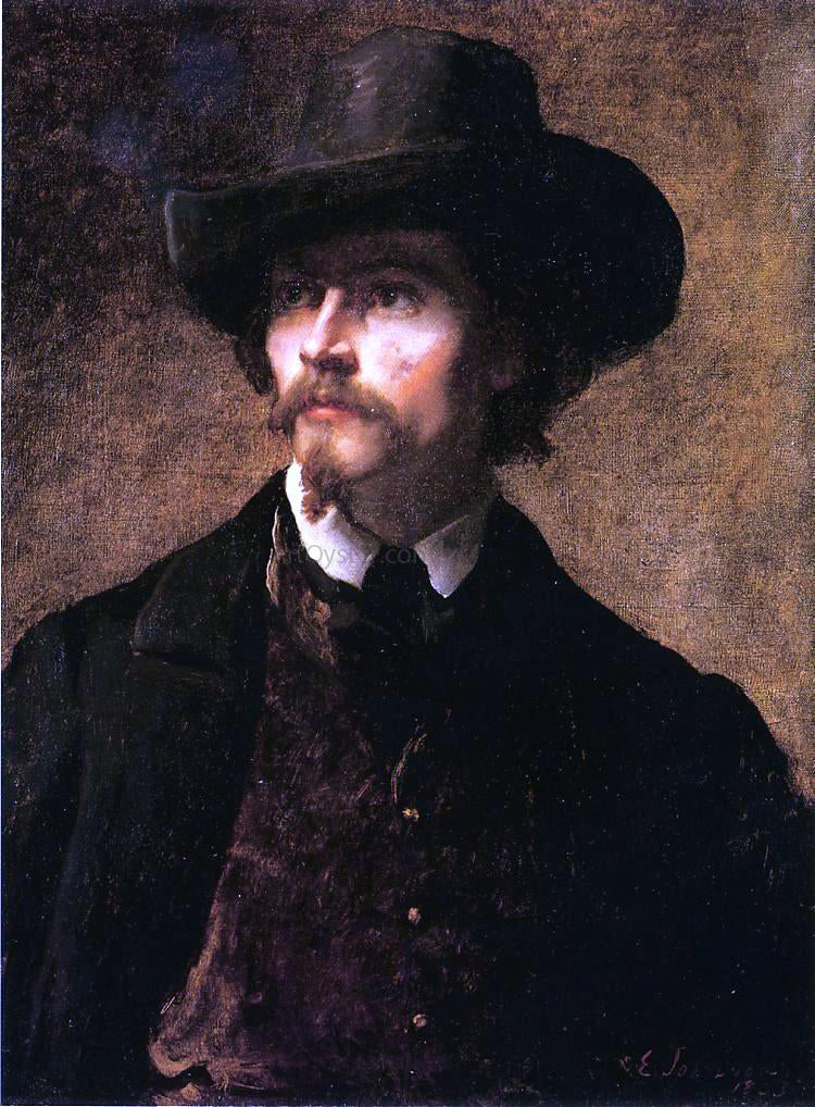 Eastman Johnson Man with a Hat (also known as Self Portrait) - Hand Painted Oil Painting