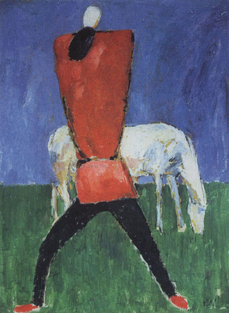 Kazimir Malevich Man with Horse - Hand Painted Oil Painting