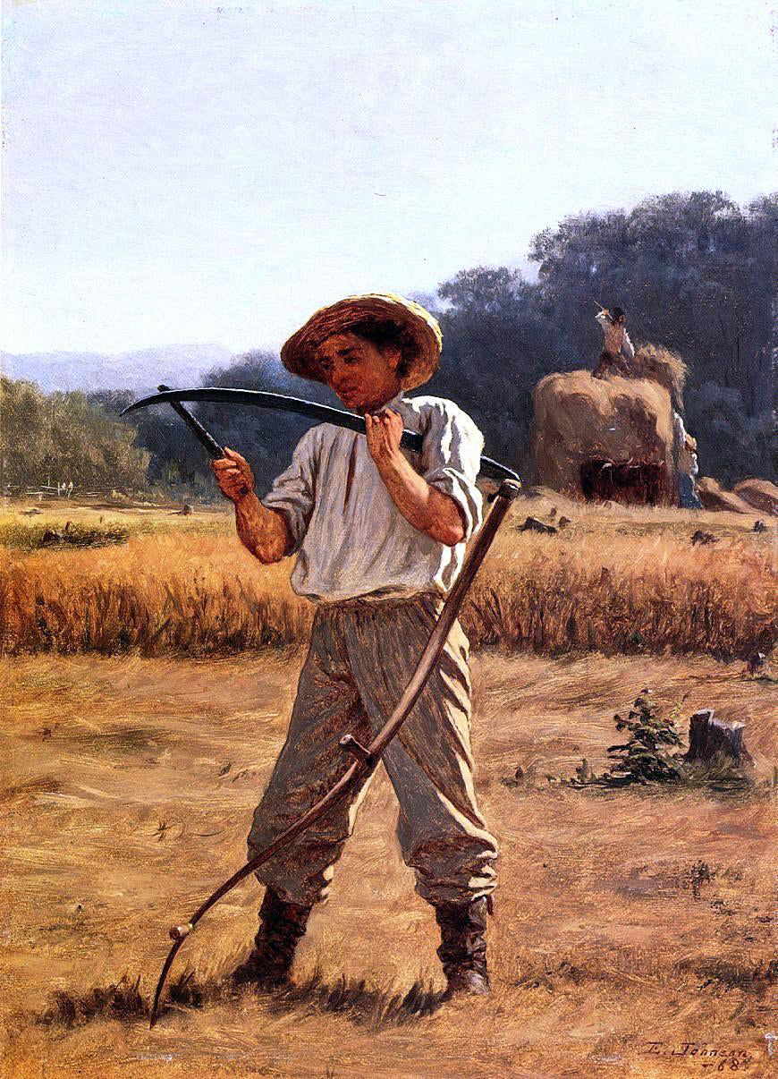 Eastman Johnson Man with Scythe - Hand Painted Oil Painting