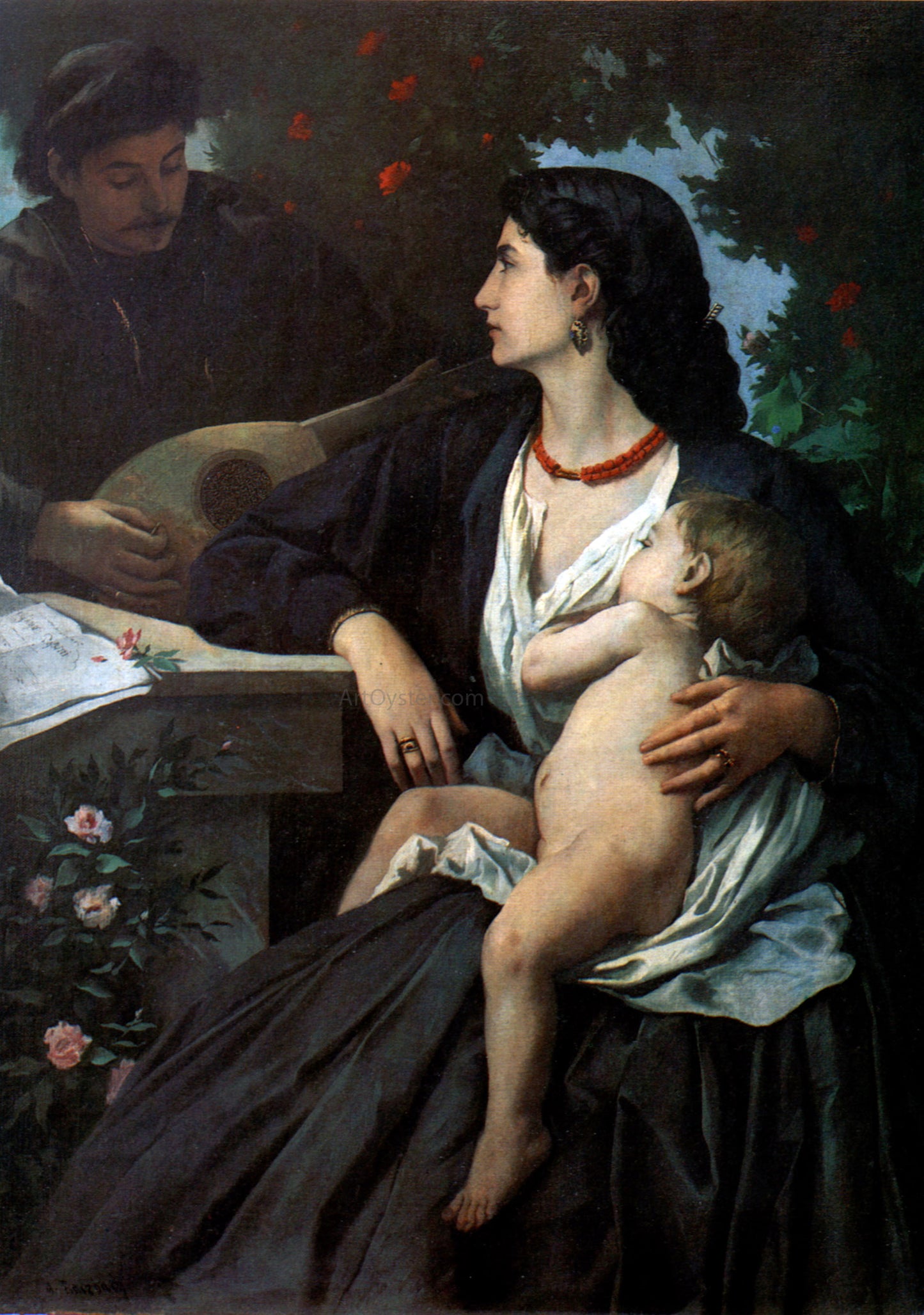 Anselm Friedrich Feuerbach Mandolin Player - Hand Painted Oil Painting