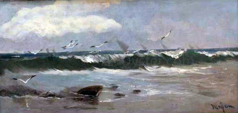 Eliseo Meifren I Roig Mar con Olas - Hand Painted Oil Painting