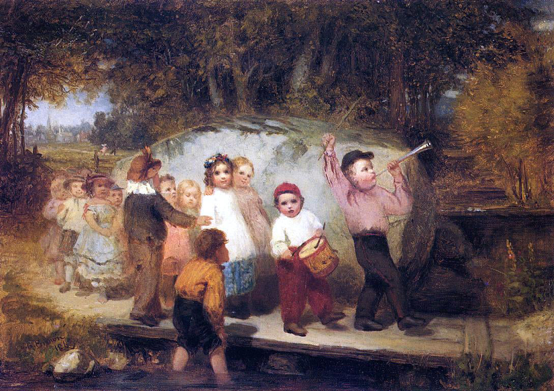 John George Brown Marching Along - Hand Painted Oil Painting