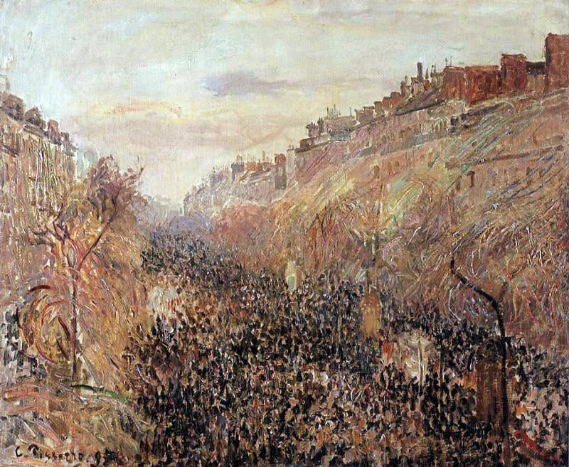 Camille Pissarro Mardi-Gras, Sunset, Boulevard Montmartre - Hand Painted Oil Painting