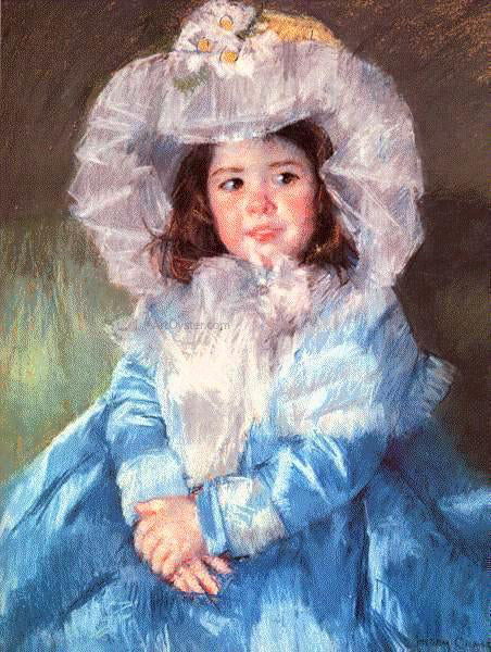Mary Cassatt Margot in Blue - Hand Painted Oil Painting