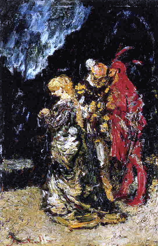 Adolphe-Joseph-Thomas Monticelli Marguerite, Fauste and Mephisto - Hand Painted Oil Painting