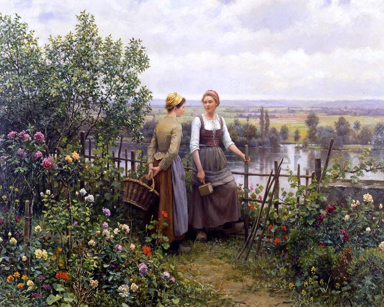 Daniel Ridgway Knight Maria and Madeleine on the Terrace - Hand Painted Oil Painting