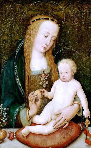 The Elder Hans Holbein Maria, dem Kind einen Granatapfel reichend - Hand Painted Oil Painting