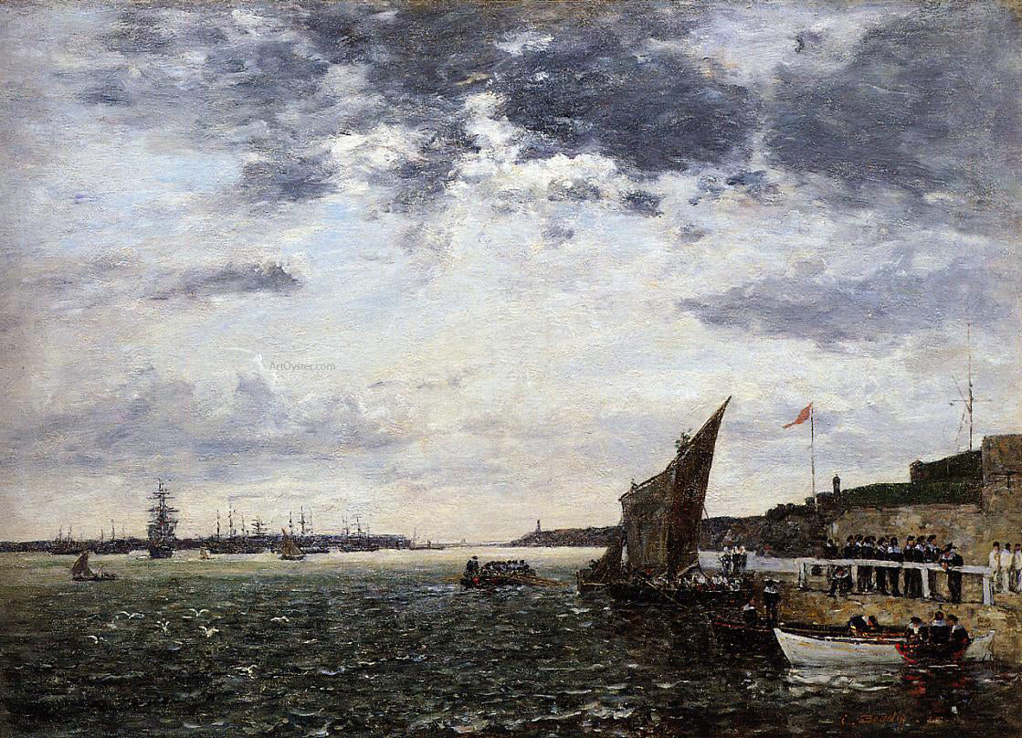 Eugene-Louis Boudin Marines Landing in Brest Harbor - Hand Painted Oil Painting