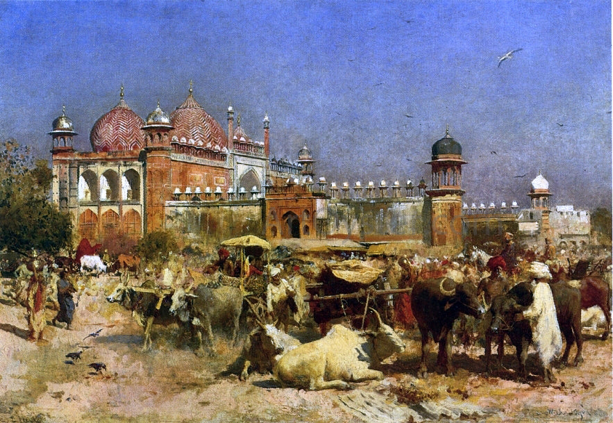 Edwin Lord Weeks Market Place, Agra - Hand Painted Oil Painting