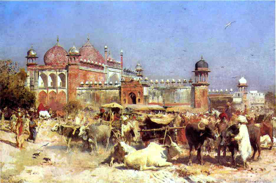 Edwin Lord Weeks Market Place at Agra - Hand Painted Oil Painting