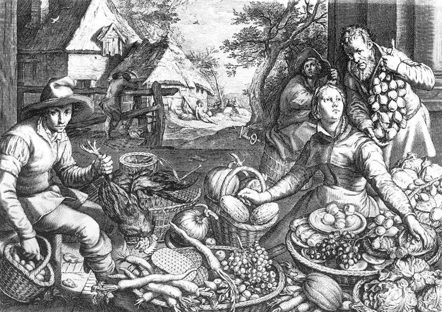 Jacob Matham Market Scene - Hand Painted Oil Painting