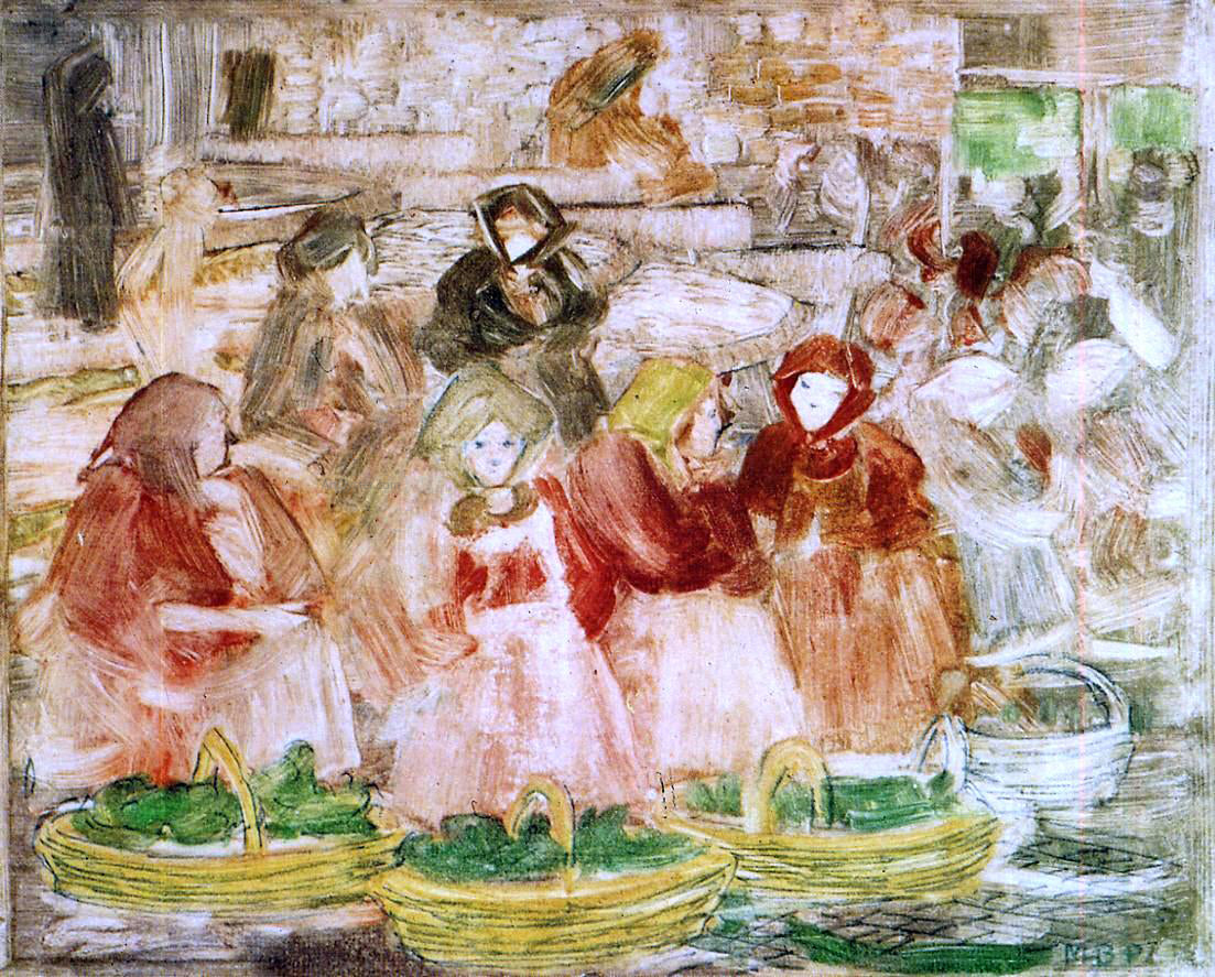 Maurice Prendergast Market Scene - Hand Painted Oil Painting