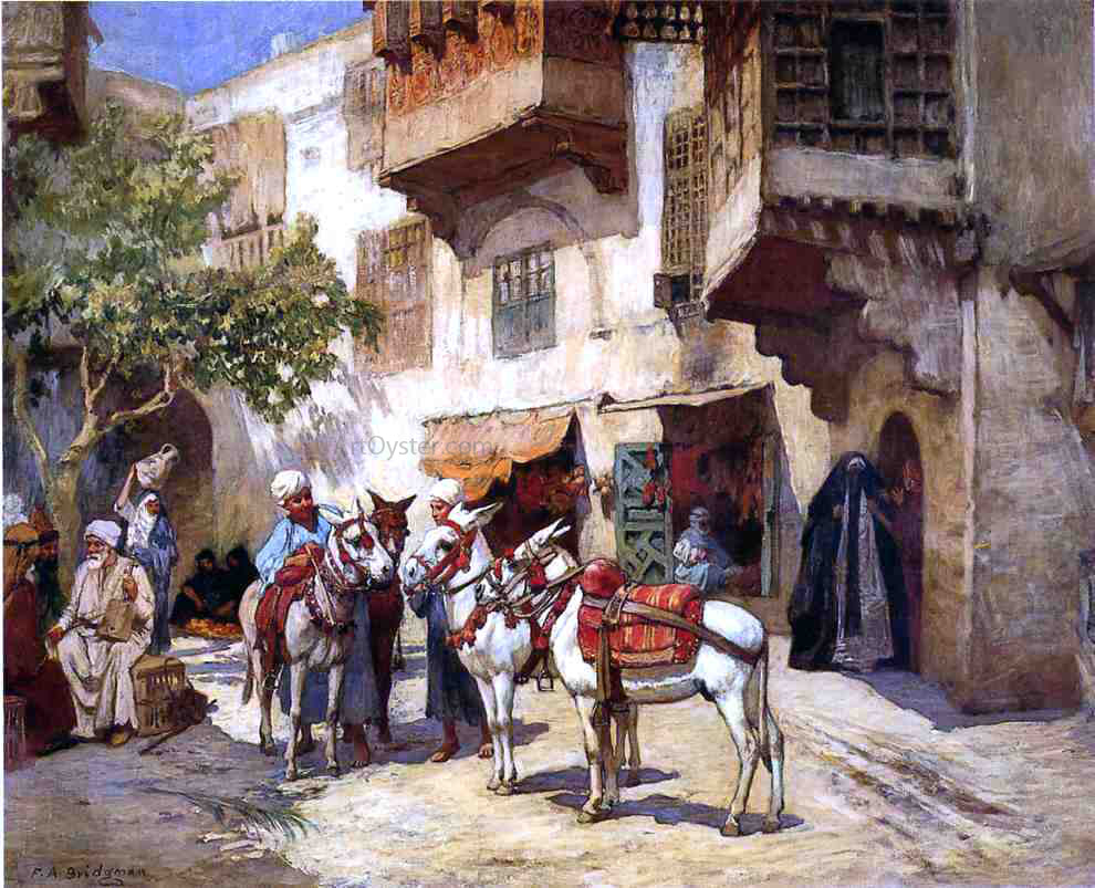 Frederick Arthur Bridgeman Marketplace in North Africa - Hand Painted Oil Painting