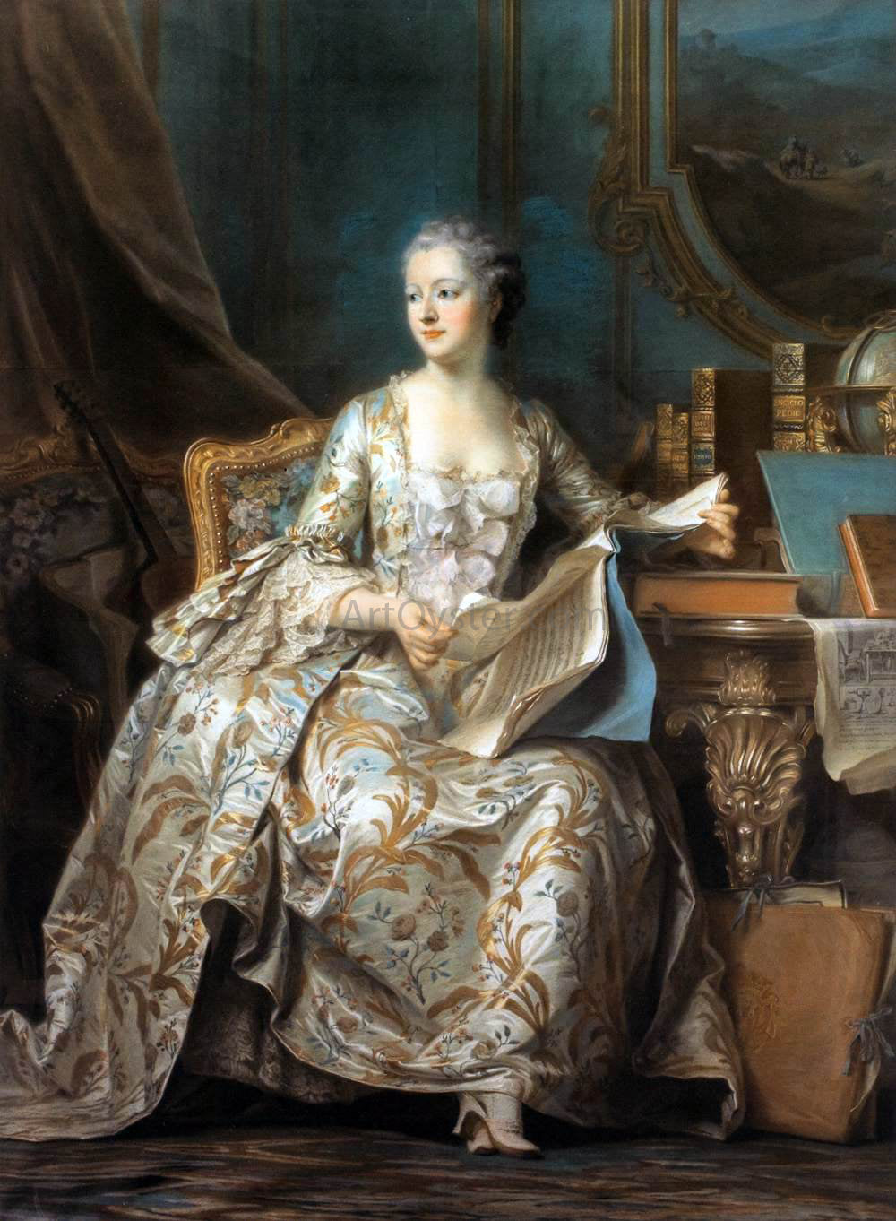 Maurice Quentin De La Tour Marquise de Pompadour - Hand Painted Oil Painting