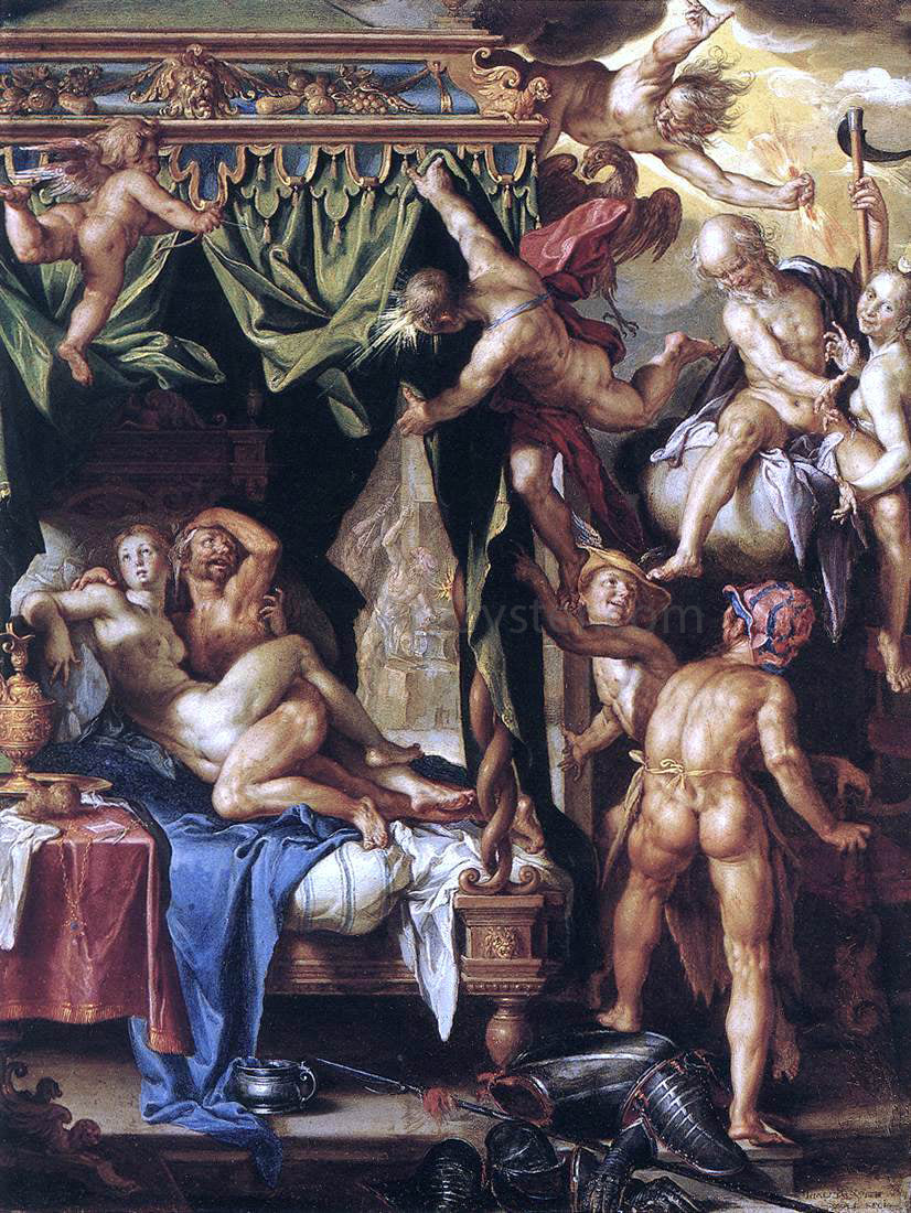 Joachim Wtewael Mars and Venus Discovered by the Gods - Hand Painted Oil Painting