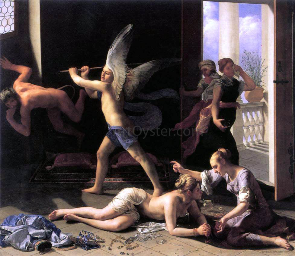 Guido Cagnacci Martha Rebuking Mary for her Vanity - Hand Painted Oil Painting