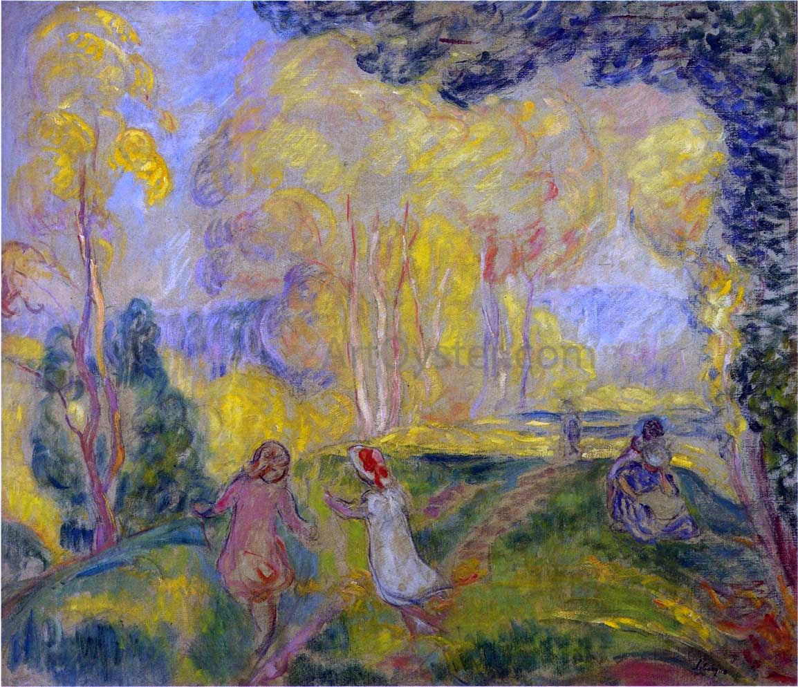 Henri Lebasque Marthe and Infant in Pierrefond Forest - Hand Painted Oil Painting