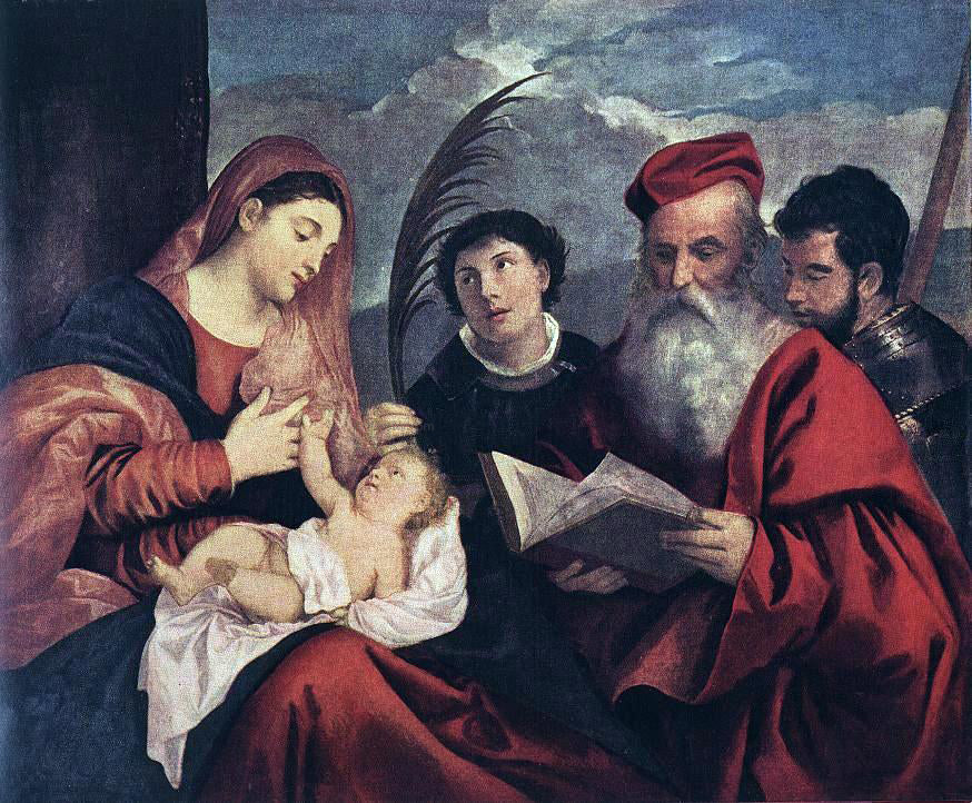 Titian Mary with the Child and Saints - Hand Painted Oil Painting