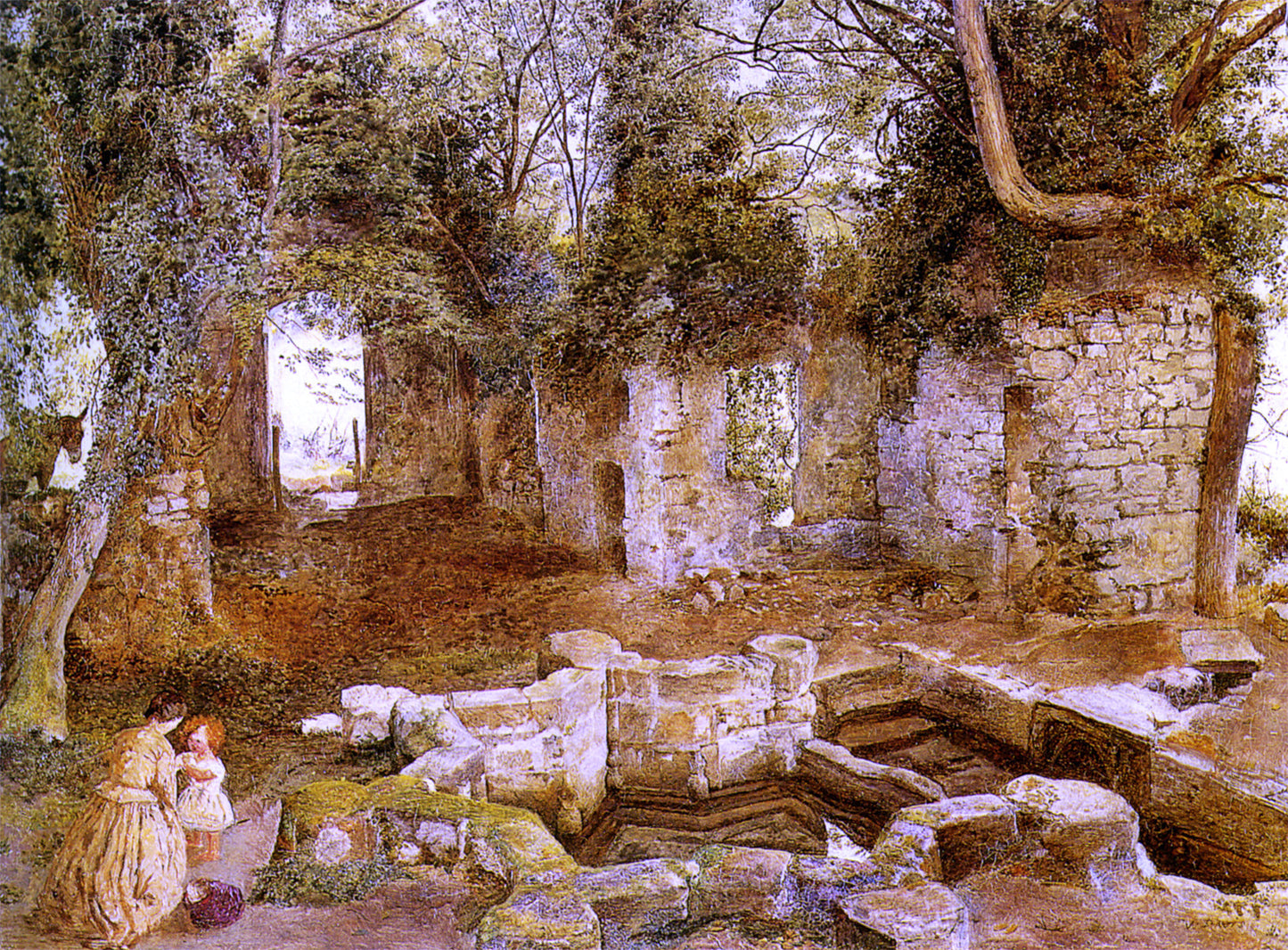  William Davis Marys Well near Saint Asaph - Hand Painted Oil Painting