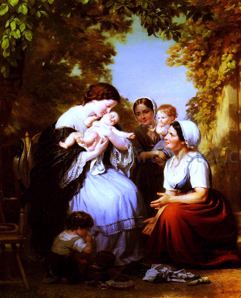 Fritz Zuber-Buhler Maternite - Hand Painted Oil Painting
