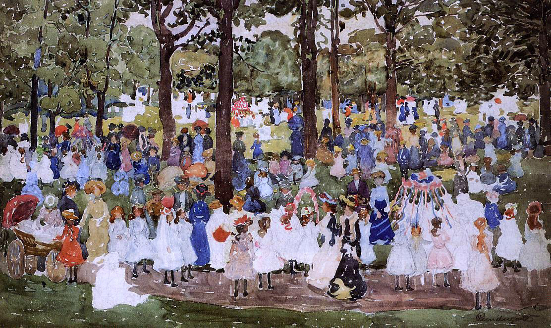  Maurice Prendergast May Day, Central Park (also known as Central Park or Children in the Park) - Hand Painted Oil Painting